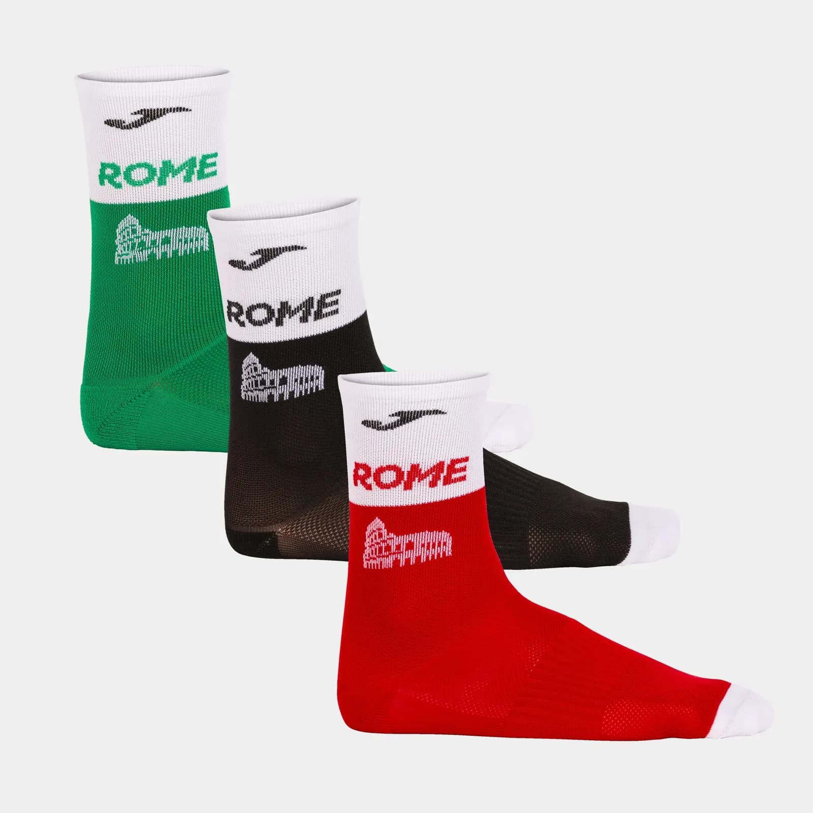 PACK X3 CALCETINES JOMA ROMA NEGRO VERDE ROJO 401047AA001A — color Negro Verde