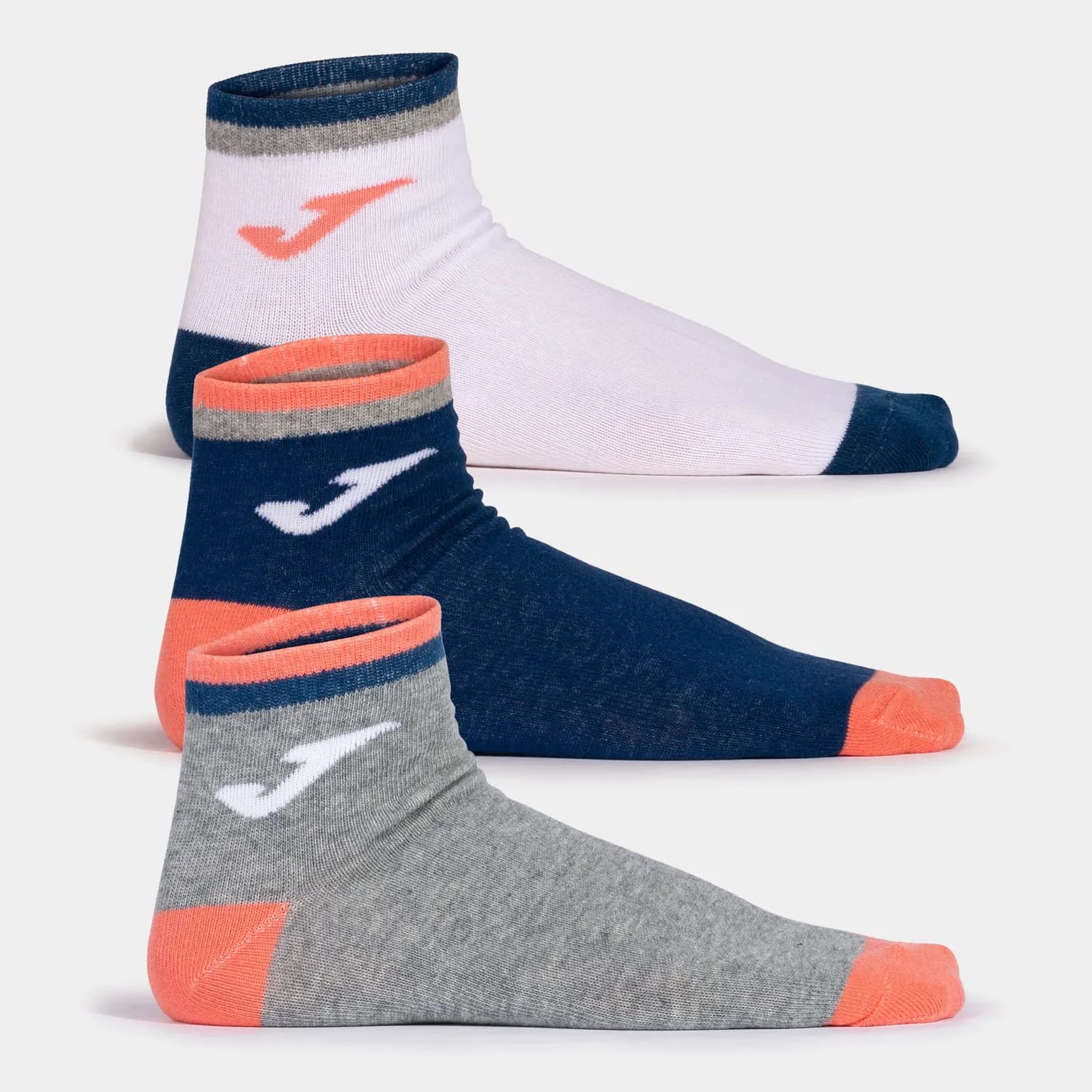 PACK X3 CALCETÍN JOMA TWIN MARINO BLANCO GRIS MELANGE 400989.000