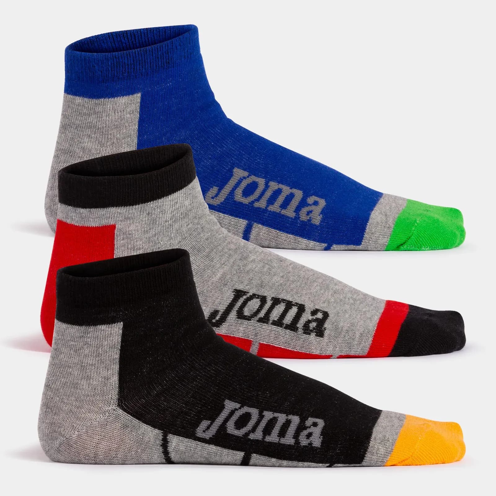 PACK X3 CALCETIN JOMA PART GRIS MELANGE ROYAL NEGRO 400990.000
