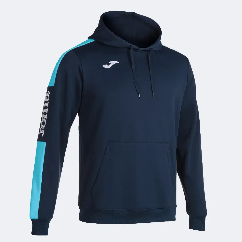 SUDADERA JOMA JR CON CAPUCHA CHAMPIONSHIP IV MARINO TURQUESA FLÚOR 102103.342 — color Marino Turquesa