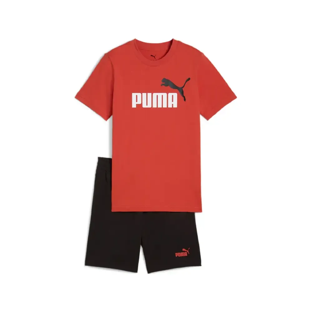 SET PUMA ESS LOGO ALGODÓN 686298 JR Blanco en color Rojo