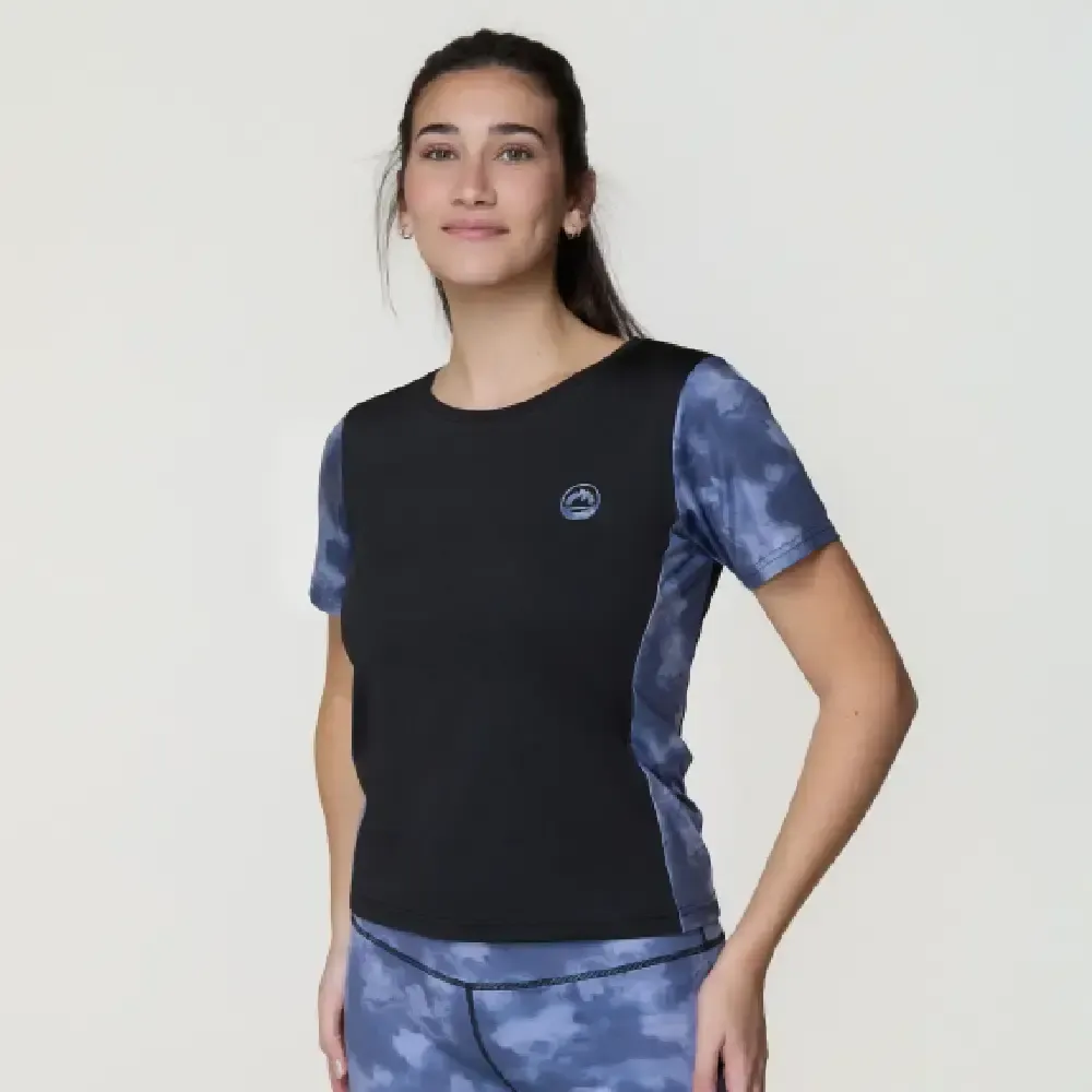 CAMISETA MUJER JHAYBER NAIROBI BLACK SKY BLUE | DEPORTE FITNESS TRANSPIRABLE — color Negro