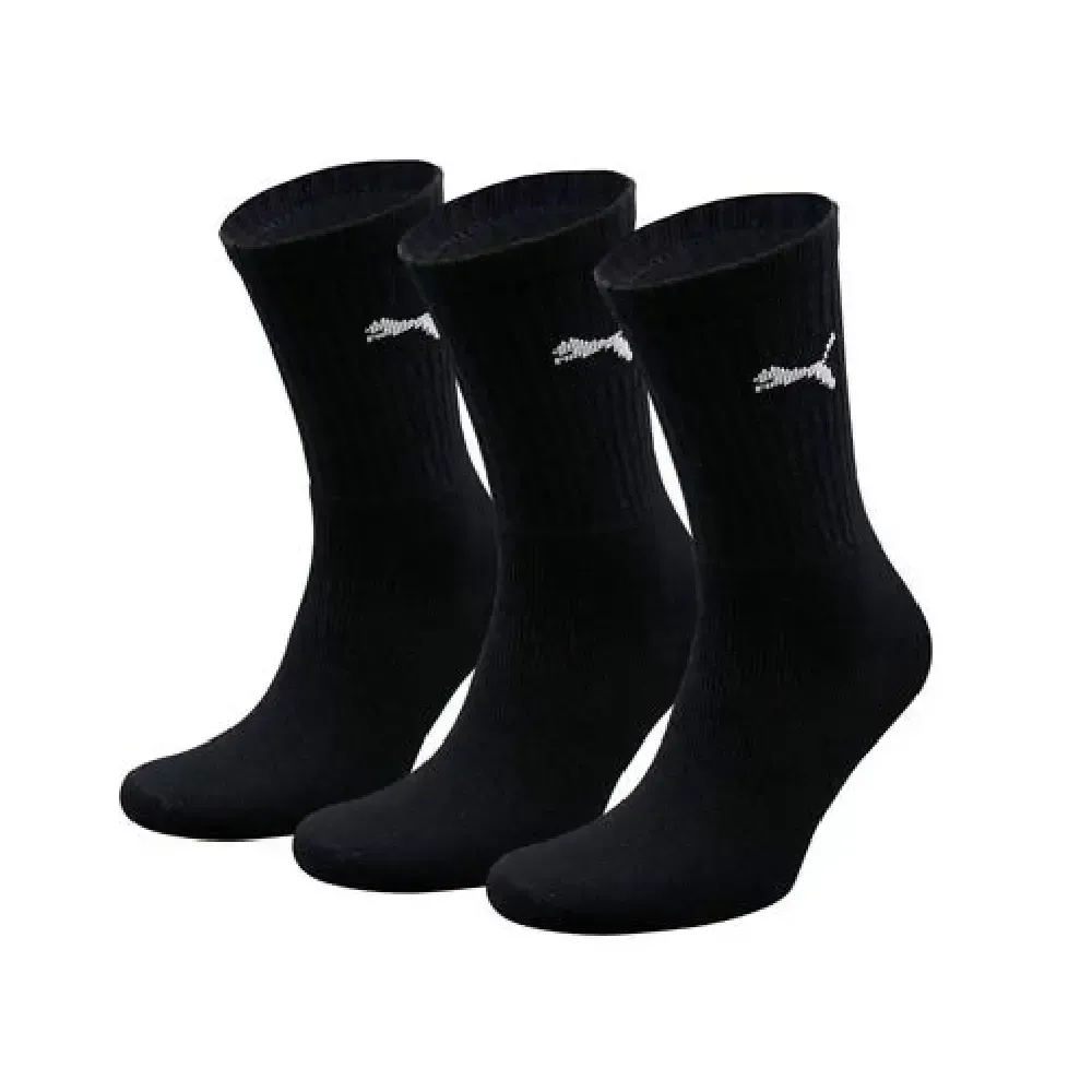PUMA CREW SOCK 3P CALCETINES UNISEX LIFESTYLE TRAINING PACK 3 PARES NEGROS — color Negro