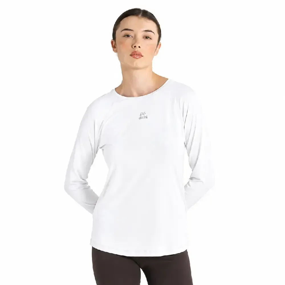 CAMISETA LYCRA DITCHIL SLEEVE DIVA BLANCO LS1035 MUJER | CONFORT, TRANSPIRABILIDAD Y AJUSTE DEPORTIVO — color Blanco