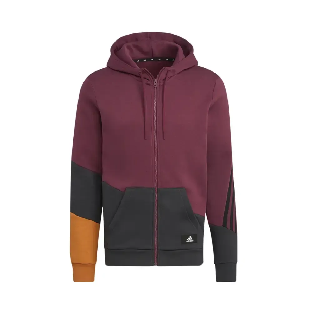 SUDADERA ADIDAS H39775 CABALLERO ALGODÓN CAPUCHA CREMALLERA FULL ZIP MULTICOLOR — color Burdeos