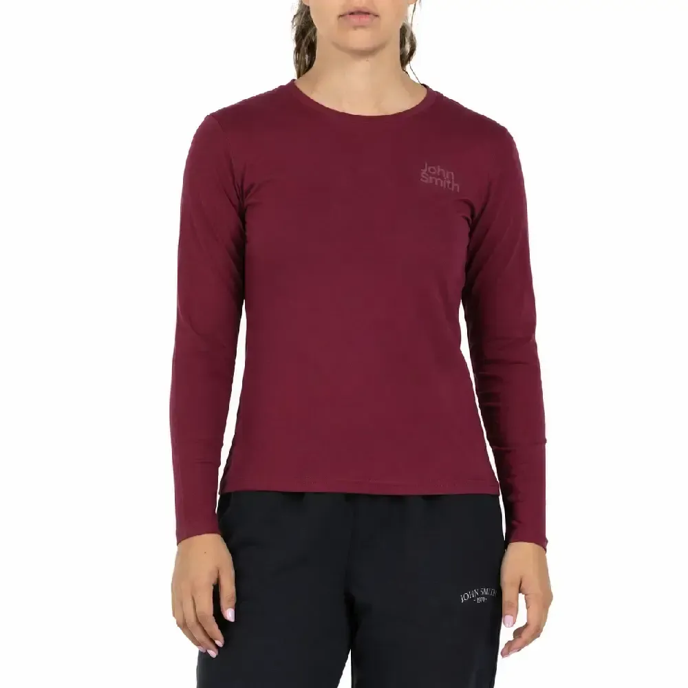 CAMISETA MANGA LARGA JOHN SMITH HELVETI ALGODÓN BURDEO| CONFORT DIARIO ESTILO DEPORTIVO MUJER