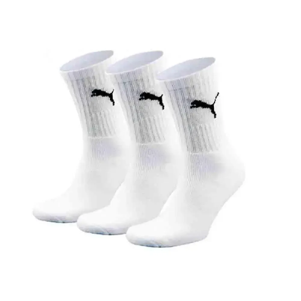 PUMA CREW SOCK 3P CALCETINES UNISEX LIFESTYLE TRAINING PACK 3 PARES — color Blanco
