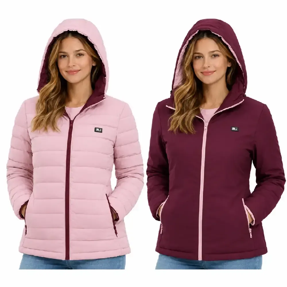 ABRIGO JOLUVI MUJER HEAT DIPA W 237240 REVERSIBLE CALEFACTABLE / BERENJENA ROSA PALO — color burdeos rosa