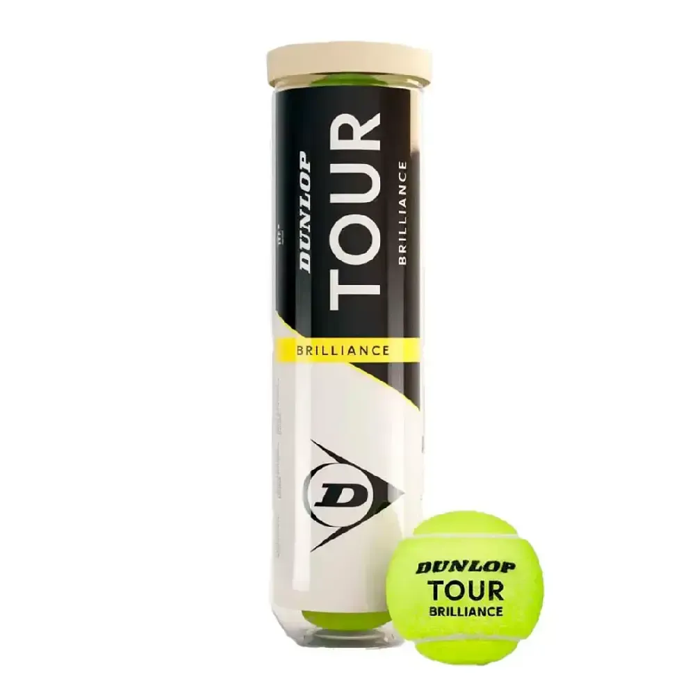 BOTE BOLA TENIS X4 DUNLOP BRILLANCE | ALTA DURABILIDAD Y RENDIMIENTO EN PISTA — color Amarillo Flúor