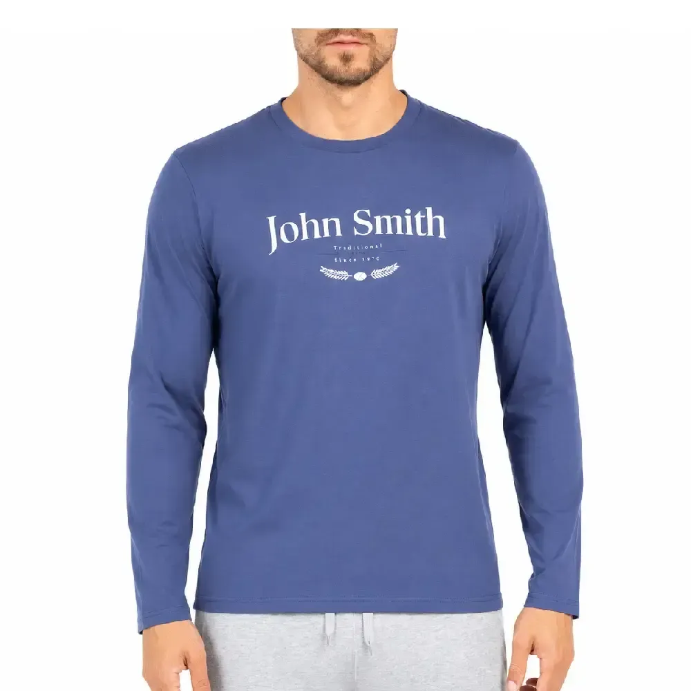 CAMISETA ALGODÓN CABALLERO JOHN SMITH BARZA AZUL ABYSS | MANGA LARGA CONFORT DEPORTIVO — color Único