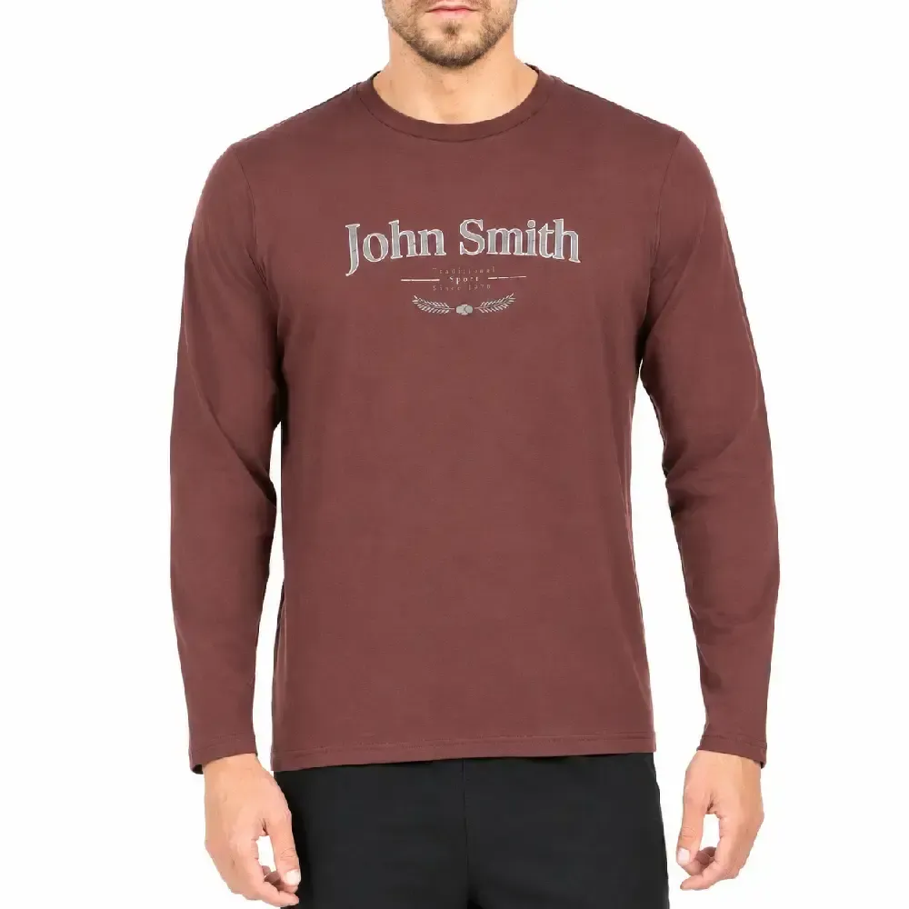 CAMISETA ALGODÓN CABALLERO JOHN SMITH BARZA TEJA | MANGA LARGA CONFORT DEPORTIVO — color Marrón Claro